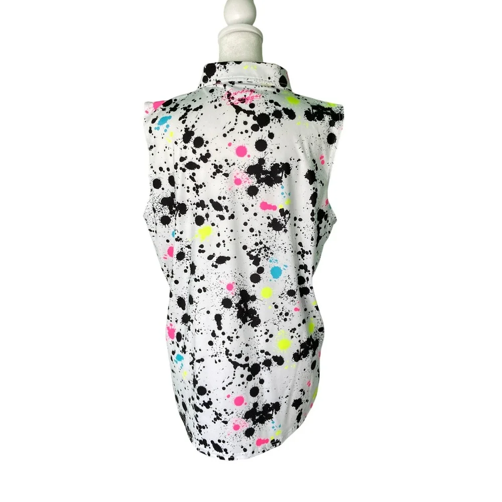 Sunday Swagger Signature Splatter Polo Golf Tennis Sleeveless Colorful (Size XL) - Picture 8 of 12
